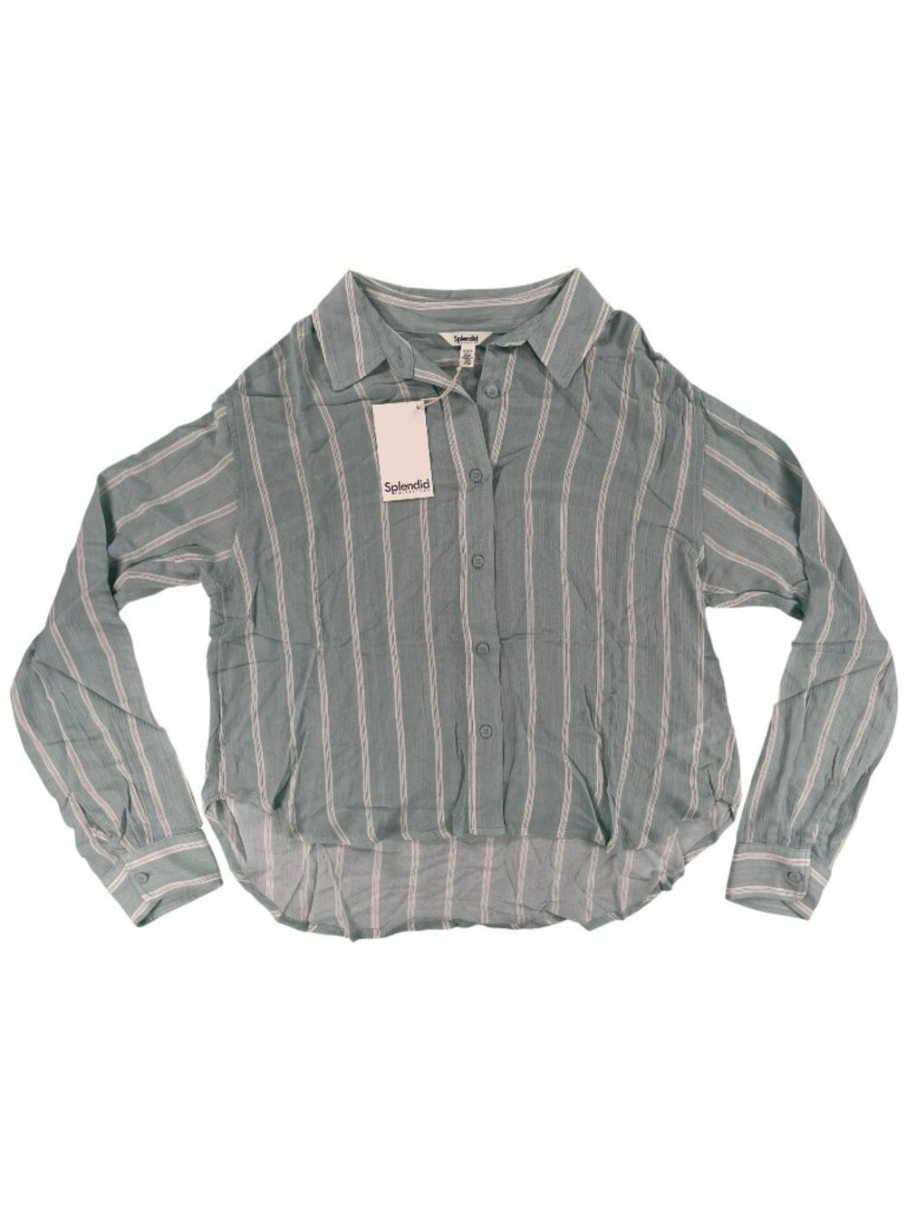 Splendid Jaylei Striped Button-Down Shirt Light Blue White Size M MSRP $128 NEW